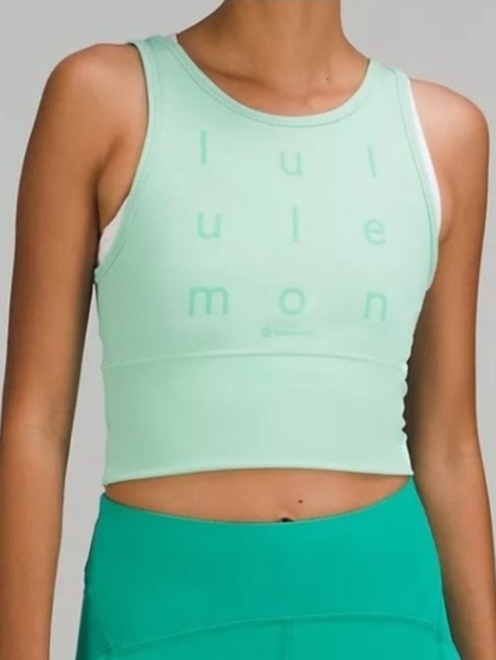 Lululemon Power Pivot Everlux Tank Top Wild Mint Reversible Crop Size 4